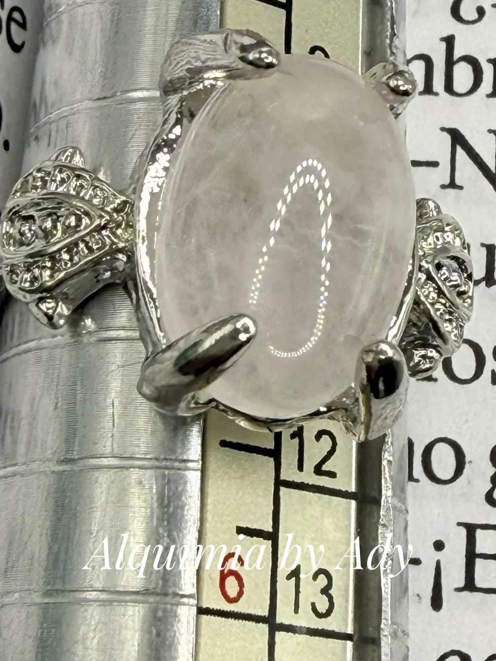 Silver Ring with White quartz Oval